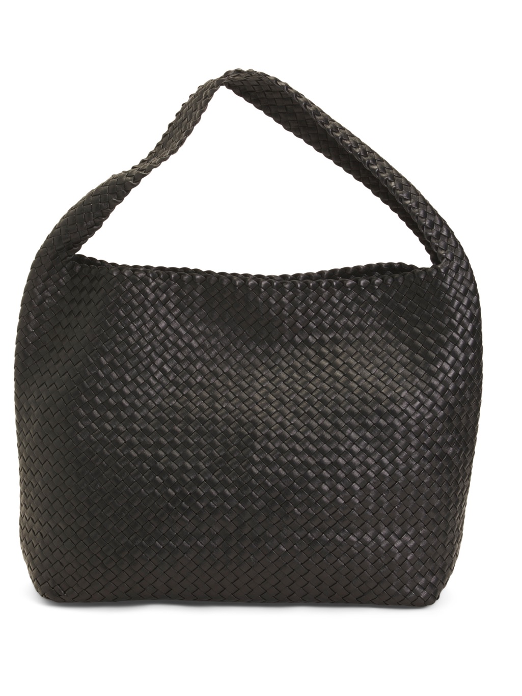 Nwt Falor Black Woven Leather Large Bucket Bag Made In Italy Luxury Handbag